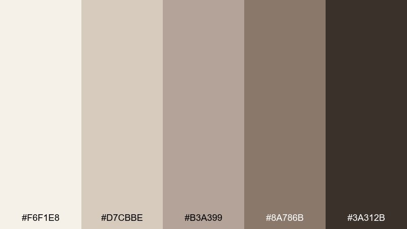 quiet ceramic earthy color palette with hex codes