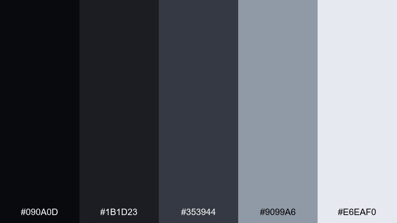 quiet hardware color palette with hex codes