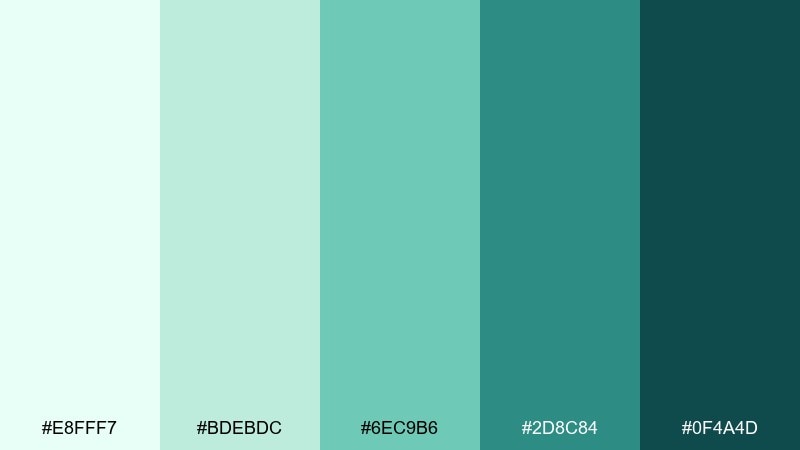 quiet lagoon lake color palette with hex codes