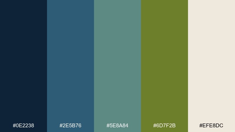 quiet lakehouse blue olive green color palette with hex codes
