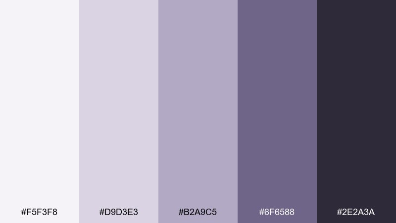 quiet lavender cool grey color palette with hex codes