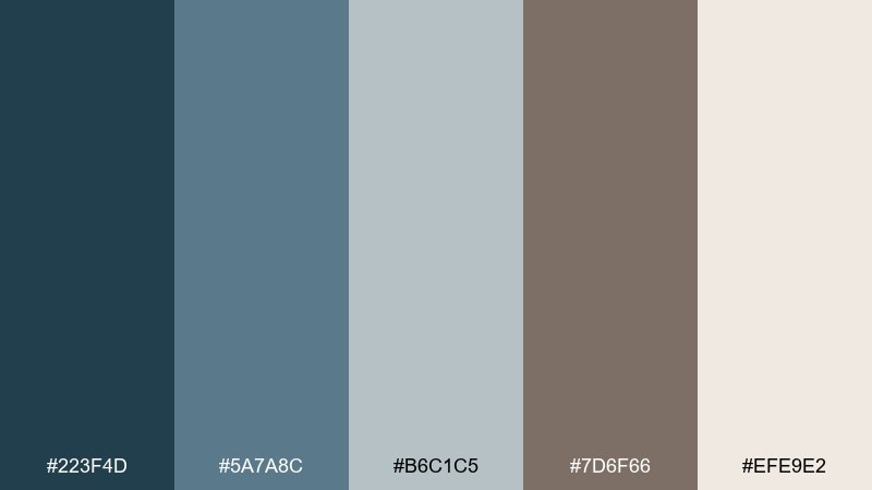 quiet library blue taupe color scheme with hex codes
