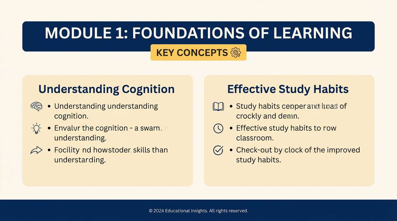 course slides in navy and warm yellow