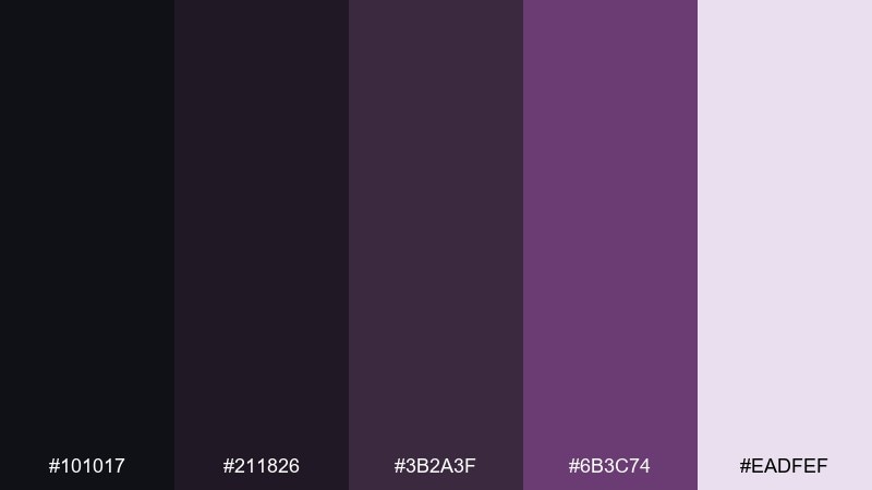 quiet mauve night color palette with hex codes