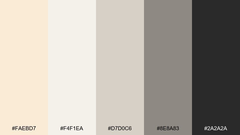 quiet minimal color palette with hex codes