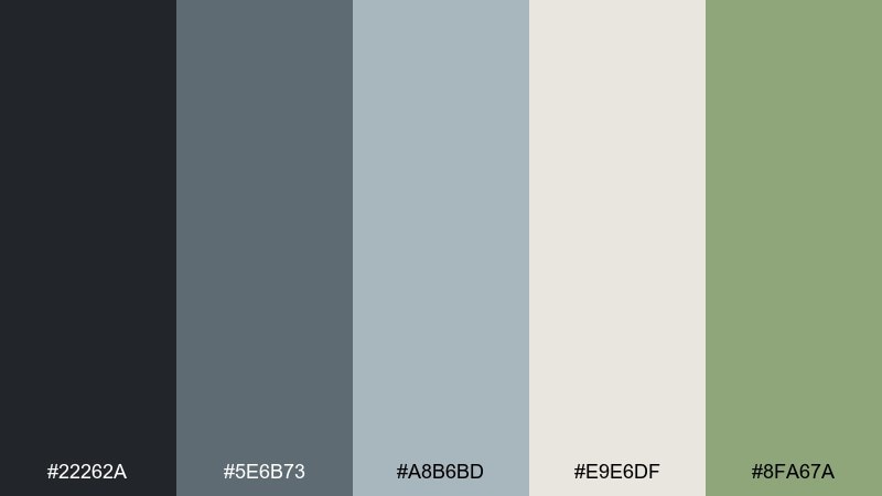 quiet morning subway color palette with hex codes