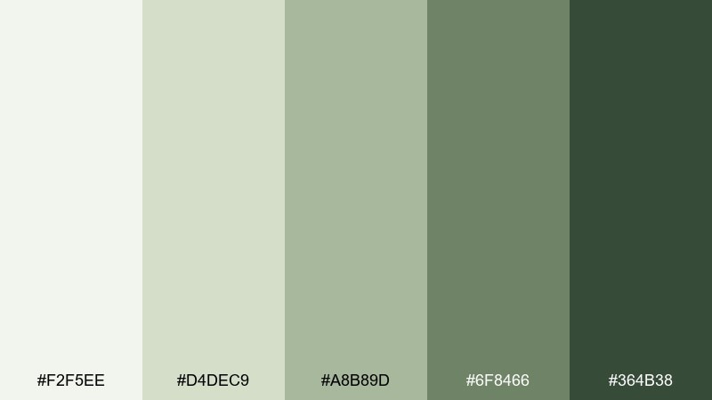 quiet moss zen color palette with hex codes