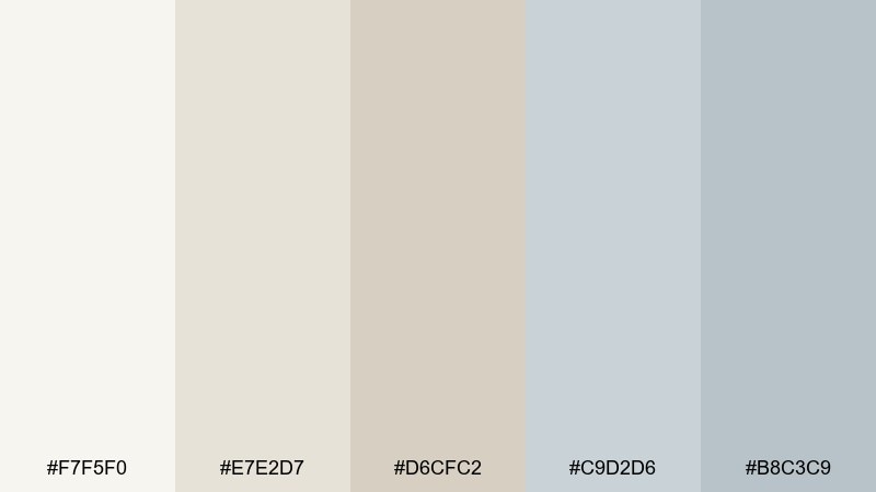 quiet museum light color palette with hex codes