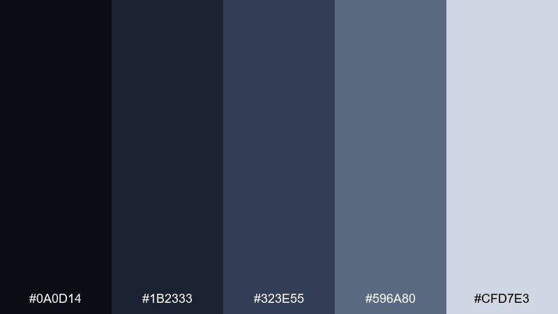 quiet planet starry night color palette with hex codes