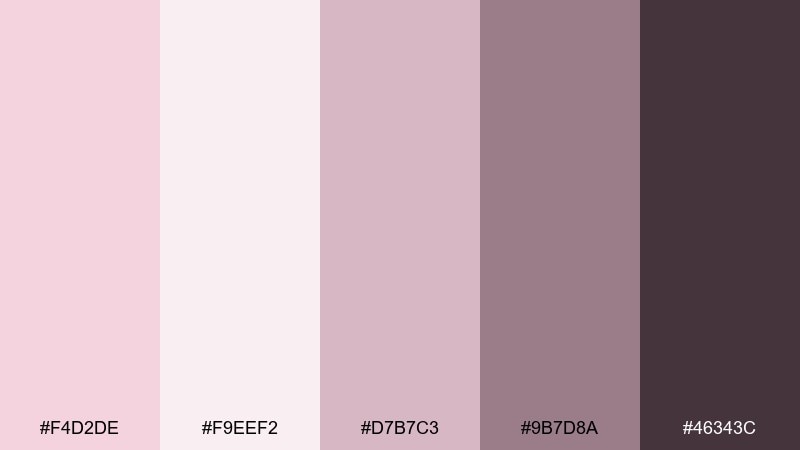 quiet romance pale pink color palette with hex codes
