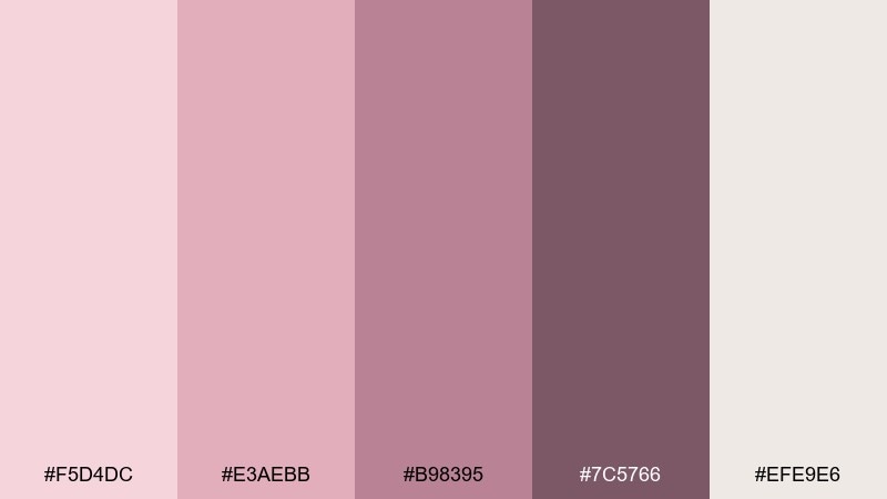quiet romance rose blush color palette with hex codes