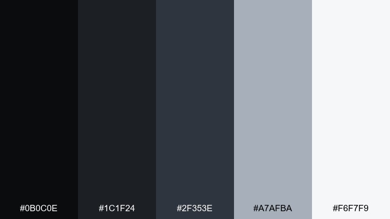 quiet type color palette with hex codes