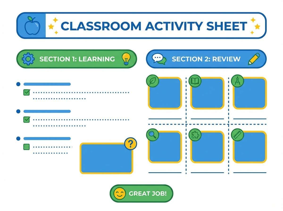 colorful classroom worksheet layout