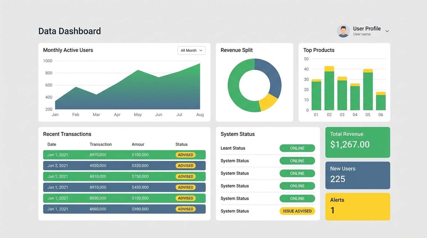 clean data dashboard ui