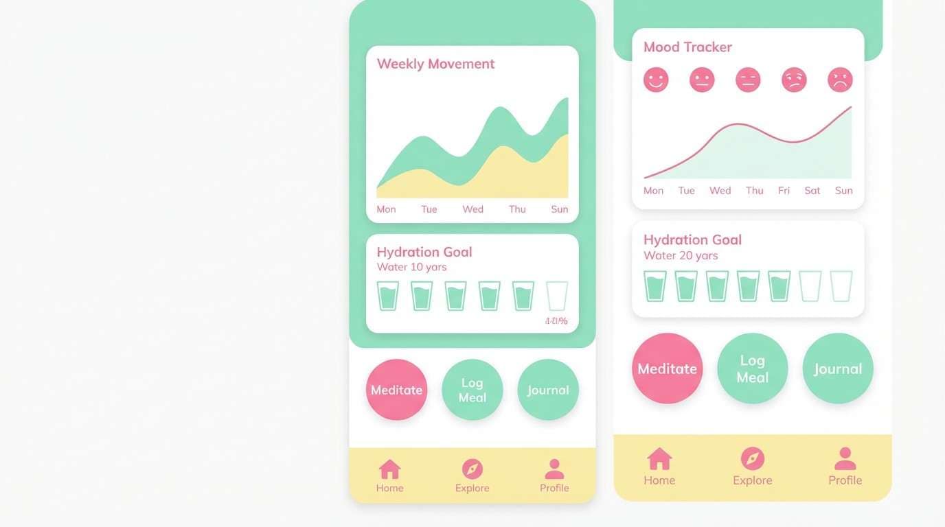 pastel wellness app ui