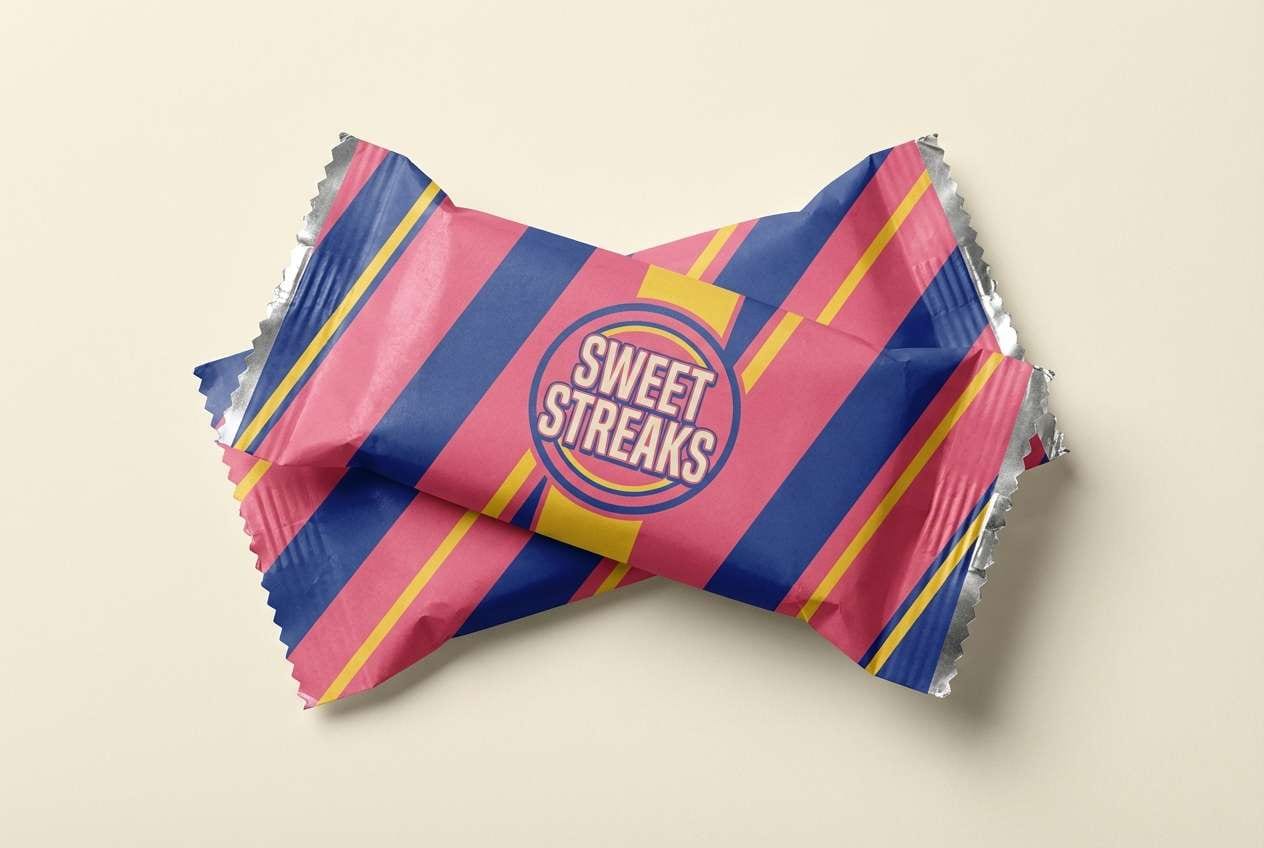 retro candy packaging studio shot