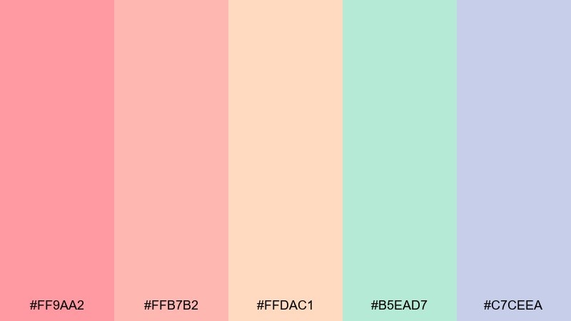 rainbow sherbet fun color palette with hex codes
