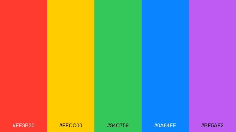 rainbow wristband music festival color palette with hex codes