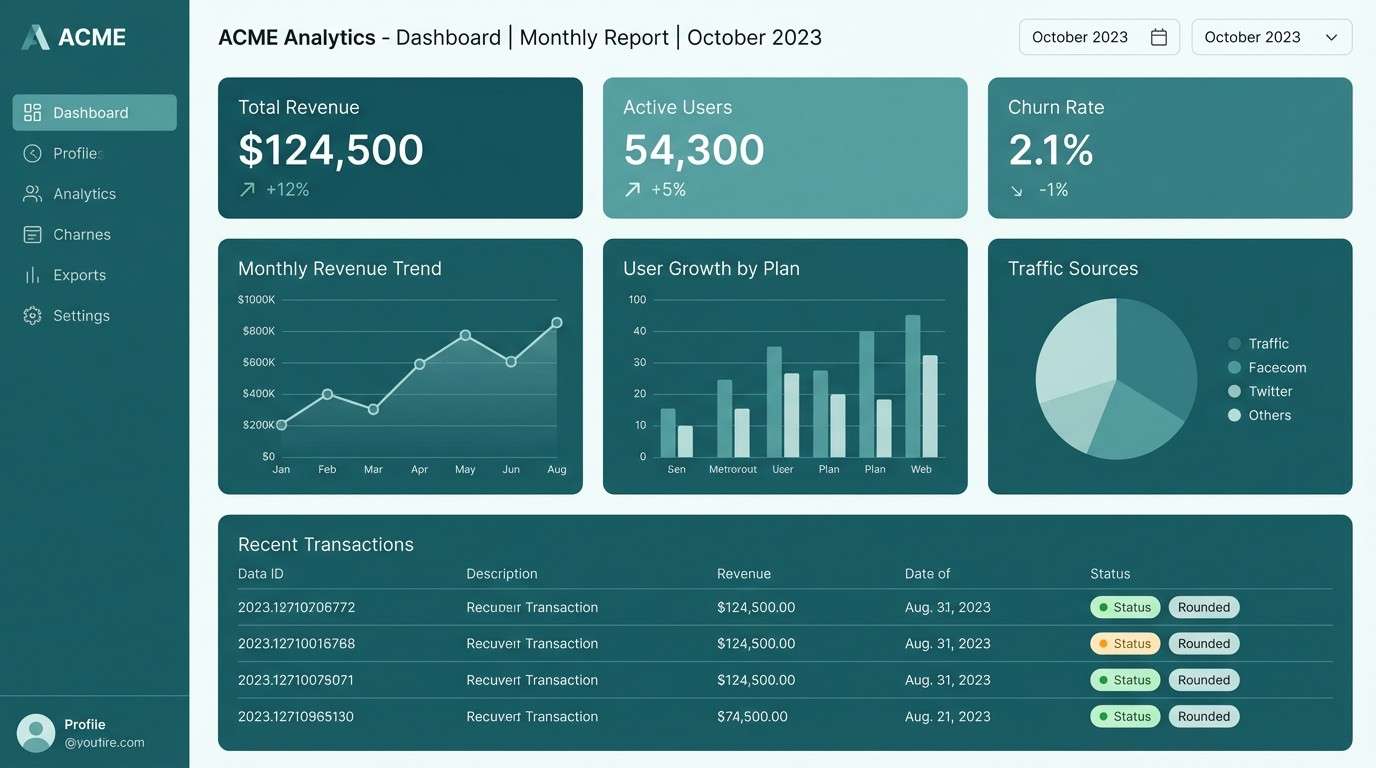 teal saas dashboard