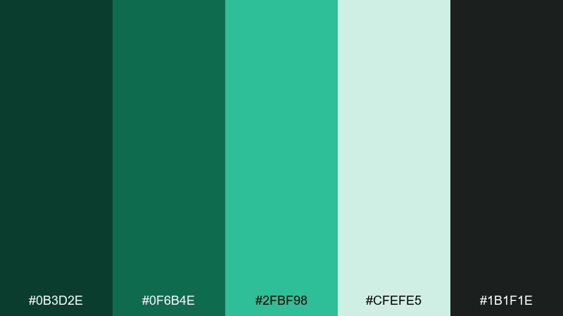 rainforest jade color palette with hex codes