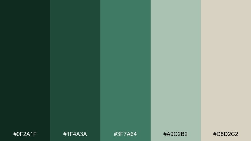 rainforest shadow botanical color palette with hex codes