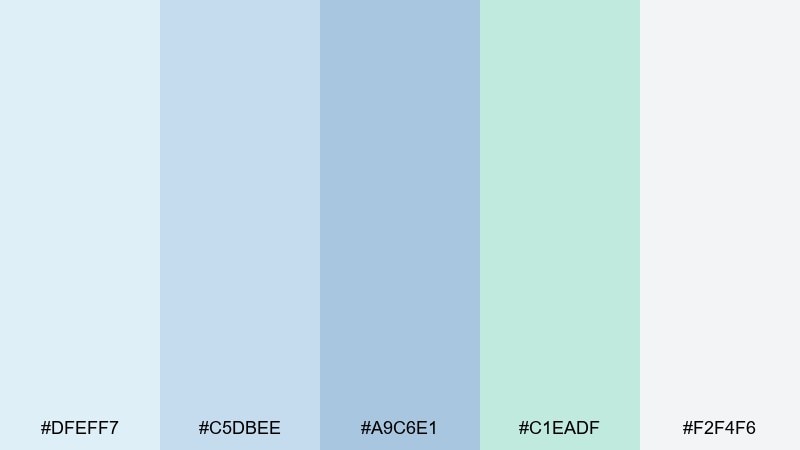 rainwashed patio pastel blue green color palette with hex codes