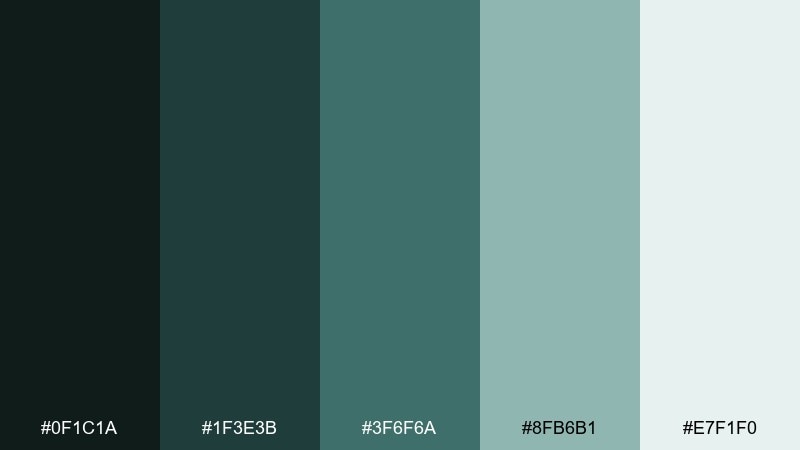rainwashed spruce fantasy forest color palette with hex codes