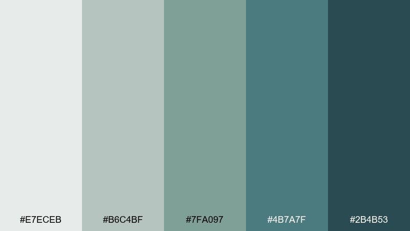 rainy botanica gray green blue color palette with hex codes