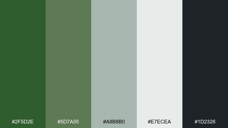 rainy canopy sap green color palette with hex codes
