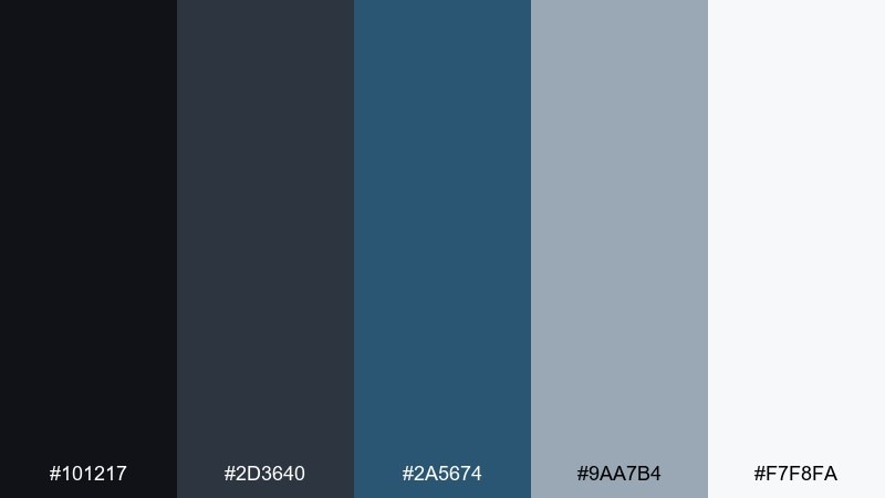 rainy day editorial black blue gray color palette with hex codes