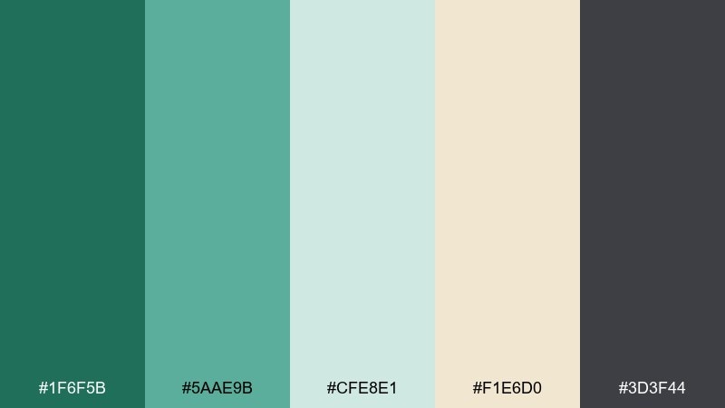 rainy fern sea green color combination with hex codes