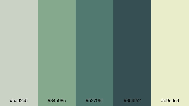 rainy garden color palette with hex codes