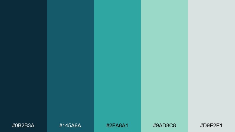 rainy harbor teal blue green color palette with hex codes