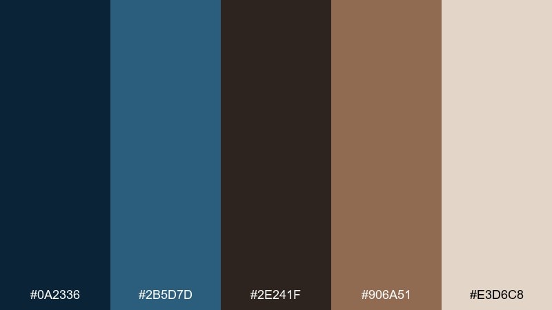 rainy pier blue dark brown color palette with hex codes