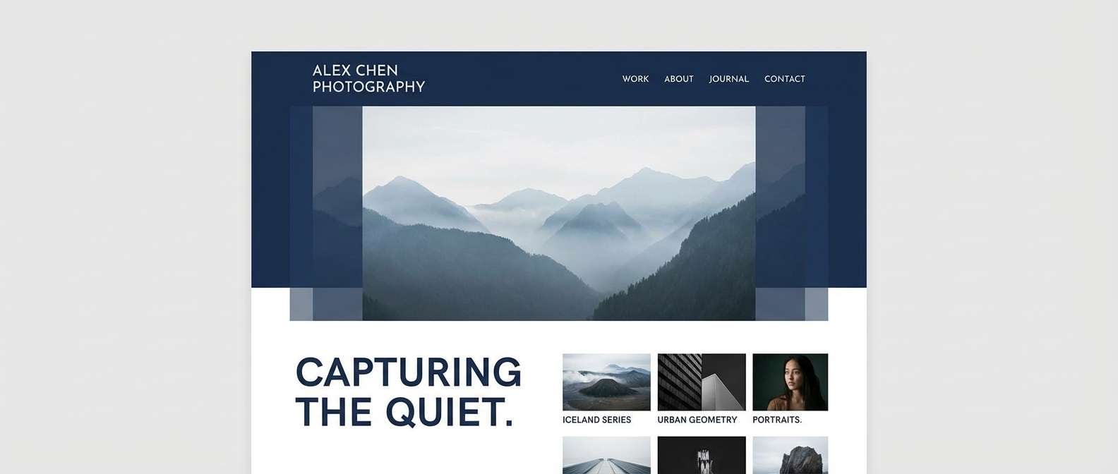 cinematic portfolio hero layout