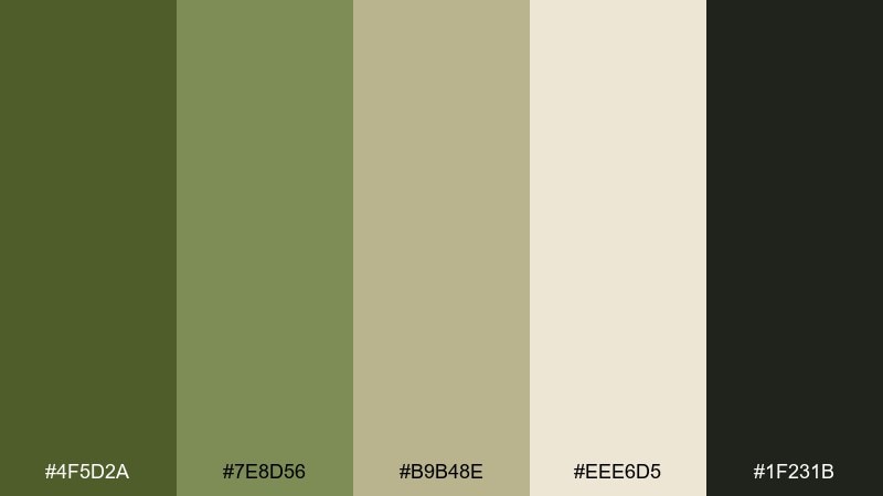 ranger modernism green khaki color palette with hex codes