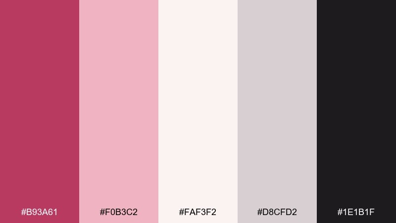 raspberry and pearl minimal blush raspberry color palette with hex codes