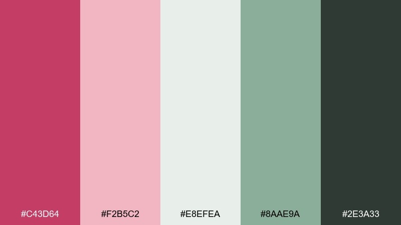 raspberry and sage balance blush raspberry color palette with hex codes