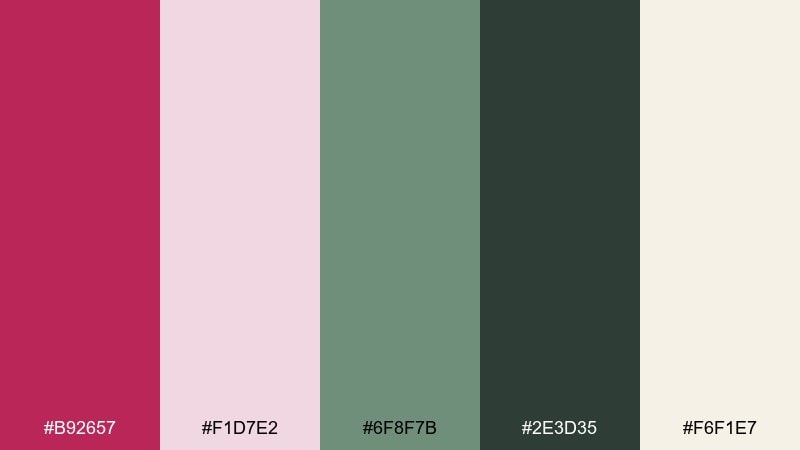 raspberry & sage garden raspberry color palette with hex codes