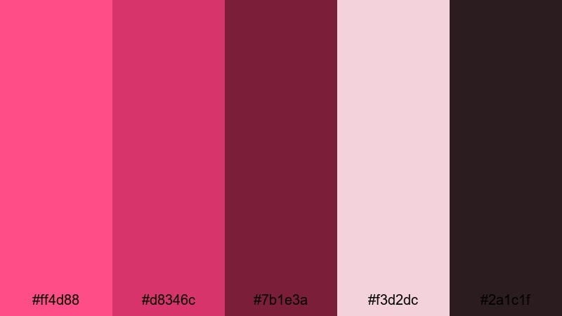 raspberry chocolate color palette with hex codes