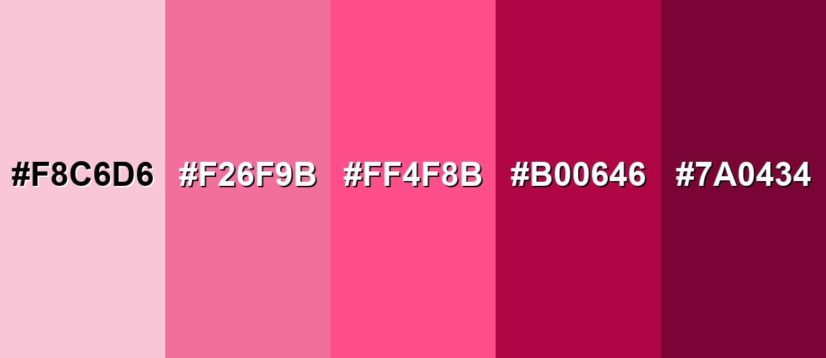 shades and variations of raspberry-color