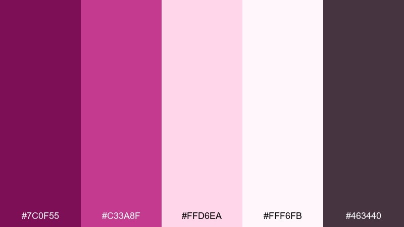 raspberry cream dark magenta color palette with hex codes