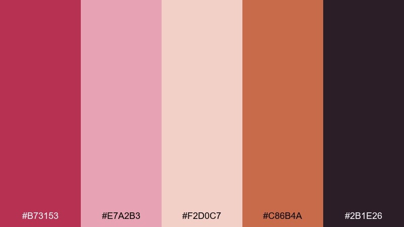 raspberry ember autumn blush raspberry color palette with hex codes