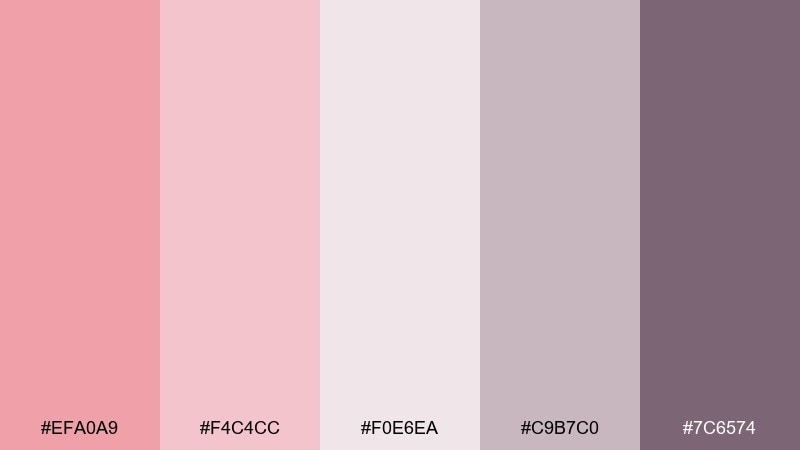 raspberry fog pastel red color palette with hex codes