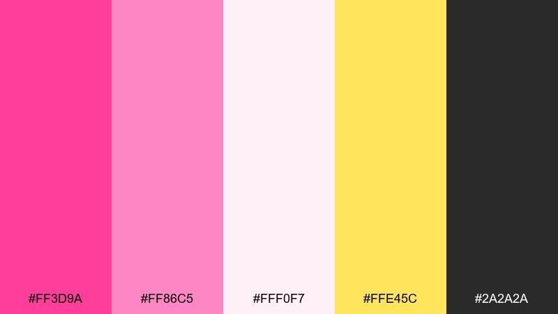 raspberry lemon zest candy pink color palette with hex codes