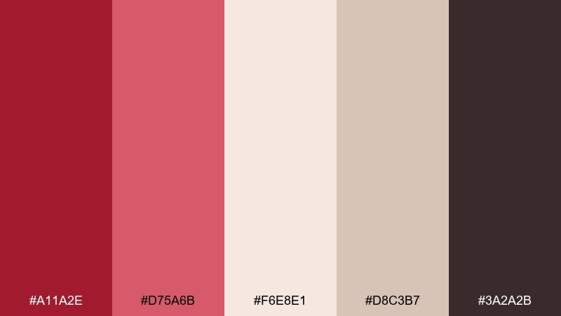 raspberry linen ruby color palette with hex codes