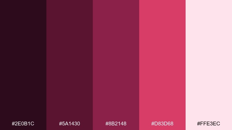 raspberry merlot color palette with hex codes