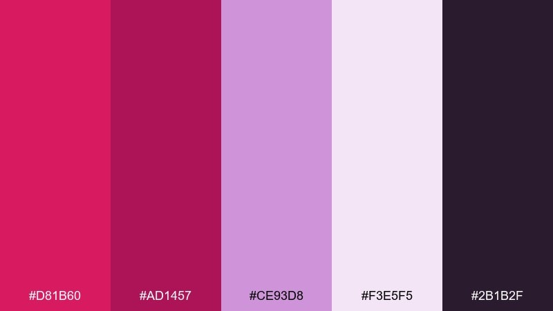 raspberry orchid glam raspberry pink color palette with hex codes
