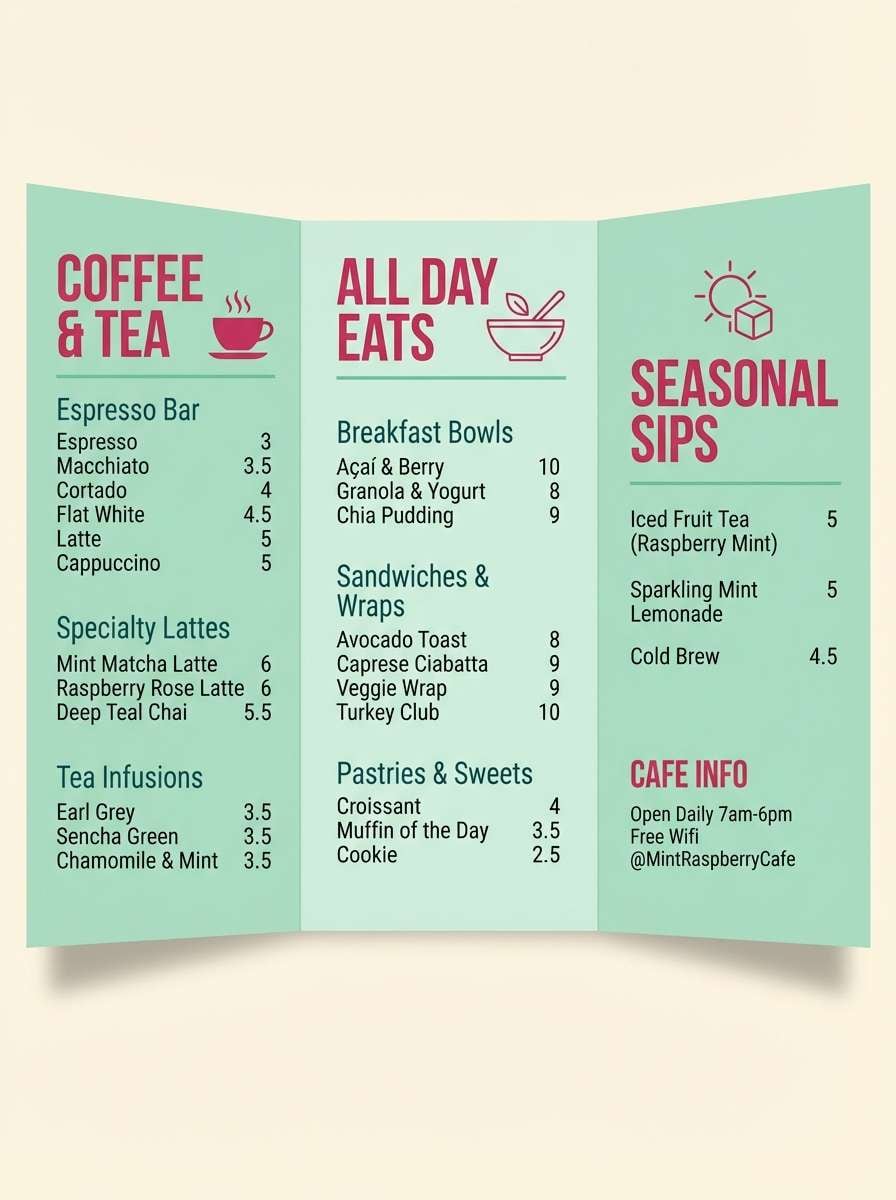 modern cafe menu