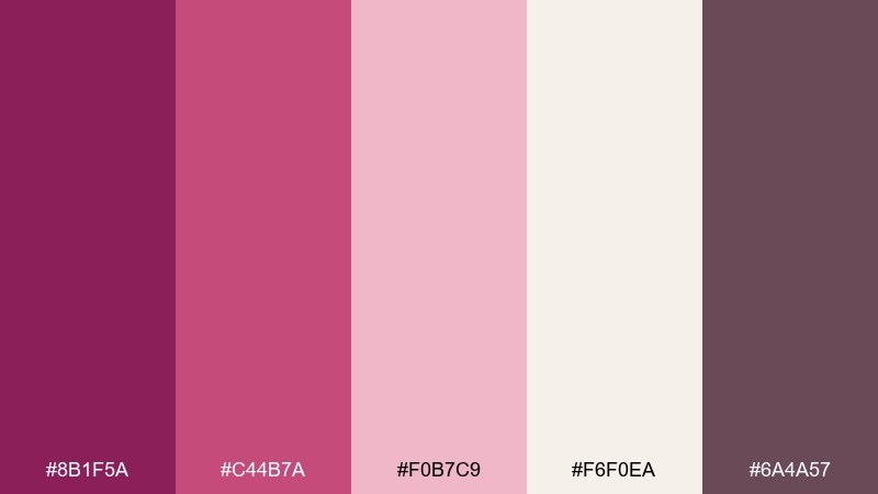 raspberry rose quartz deep magenta color palette with hex codes
